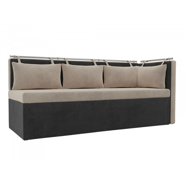 Кухонный диван Метро с углом серый/бежевый