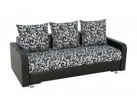 Диван еврокнижка Оскар серые вензеля / черный