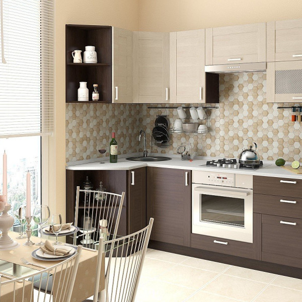 Кухонный гарнитур Лофт-03 Cappuccino Veralinga/Wenge Veralinga