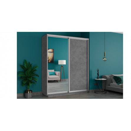 Двухдверный шкаф-купе Экспресс Медиум Широкий 180 Бетон, 180х60х240