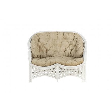 Комплект мебели из ротанга Черчилль (Рузвельт) с 2-х местным диваном и круглым столом белый матовый