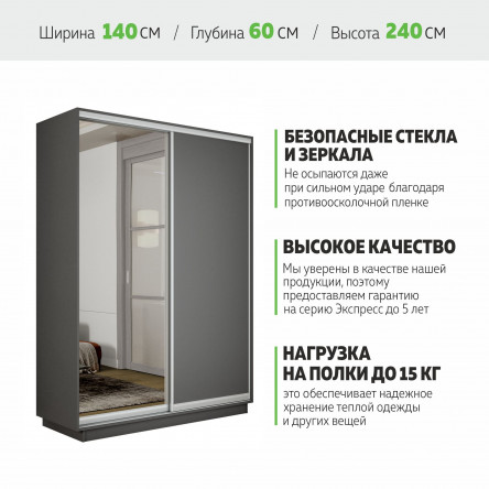 Шкаф-купе Медиум, 140х60х240 1EMD_140240_DM