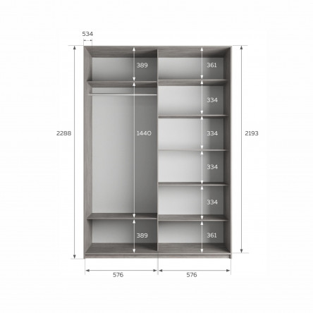 Шкаф-купе Прайм дуо Стекло черное, 120х57х230 PSchSch_120_BT