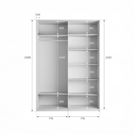 Шкаф-купе Прайм дуо ст Черное стекло 160х57х230 PSchSch_160_B