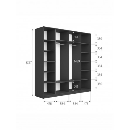 Шкаф-купе Прайм ДСП/Стекло черное, 220х57х230 WPDSC_220_DM