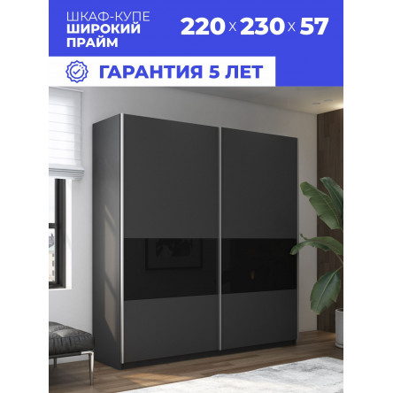 Шкаф-купе Прайм ДСП/Стекло черное, 220х57х230 WPDSC_220_DM