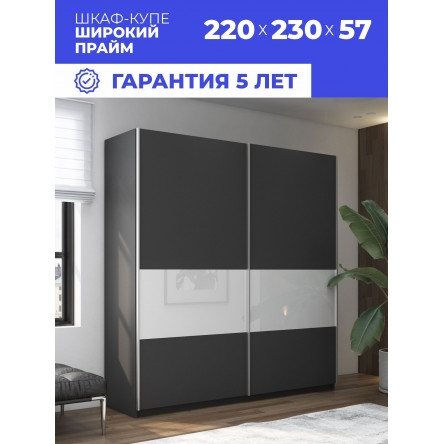 Шкаф-купе Прайм ДСП/Стекло белое, 220х57х230 WPDSB_220_DM