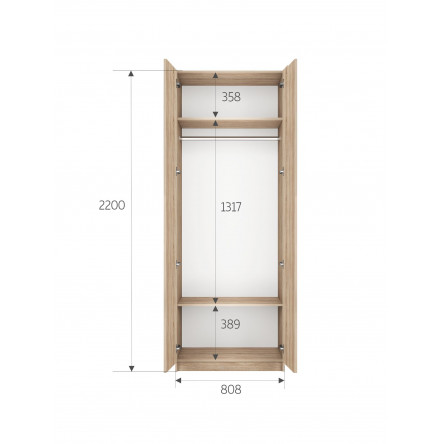 Шкаф Локер 800х2200х52,5 (без полок) LCK_800_S