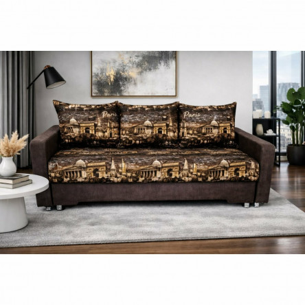 Диван-кровать Алмаз-2 1,4*1,86 м - Париж (микровелюр) / Коричневый (велюр Фейра)