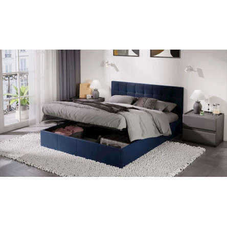 Кровать с ПМ Эмма (с подъемным механизмом) с заглушиной Велюр Confetti Blue 1600х2000 мм