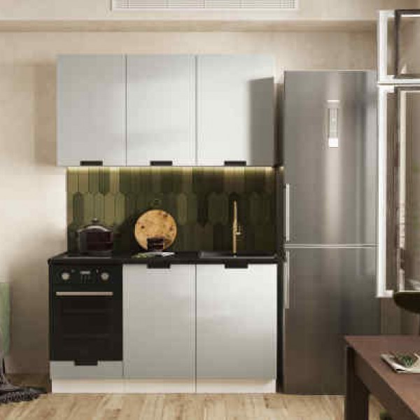 Кухня Сахара 1,4 м белый/холст грей (столешница - кастилло темный)