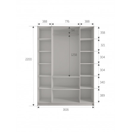 Шкаф Локер Распашной 4 двери, 161x53х220 LCKD4_B, Белый снег