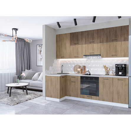 Модульная кухня Флэт-04 Brown Casella Oak 2S/Natural Casella Oak 2S