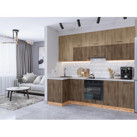 Модульная кухня Флэт-04 Natural Casella Oak 2S/Brown Casella Oak 2S