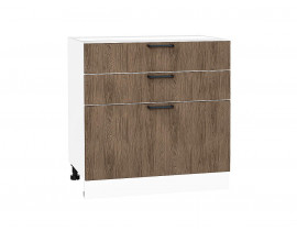 Шкаф нижний с 3-мя ящиками Флэт Brown Casella Oak 2S / Белый 816*800*478 мм