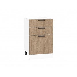 Шкаф нижний с 3-мя ящиками Флэт Natural Casella Oak 2S / Белый 816*500*478 мм