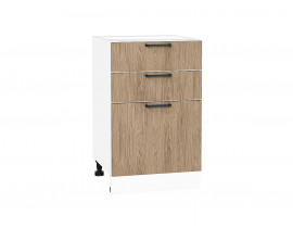 Шкаф нижний с 3-мя ящиками Флэт Natural Casella Oak 2S / Белый 816*500*478 мм