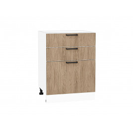 Шкаф нижний с 3-мя ящиками Флэт Natural Casella Oak 2S / Белый 816*600*478 мм