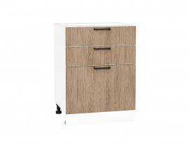 Шкаф нижний с 3-мя ящиками Флэт Natural Casella Oak 2S / Белый 816*600*478 мм