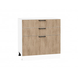 Шкаф нижний с 3-мя ящиками Флэт Natural Casella Oak 2S / Белый 816*800*478 мм