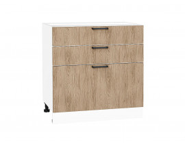 Шкаф нижний с 3-мя ящиками Флэт Natural Casella Oak 2S / Белый 816*800*478 мм