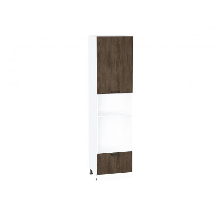 Шкаф пенал с 1-ой дверцей и ящиком под технику Флэт Brown Casella Oak 2S / Белый 2336*600*574 мм