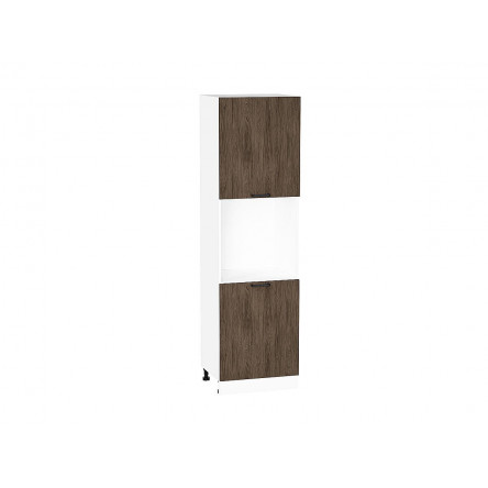 Шкаф пенал с 2-мя дверцами под технику Флэт Brown Casella Oak 2S / Белый 2132*600*574 мм