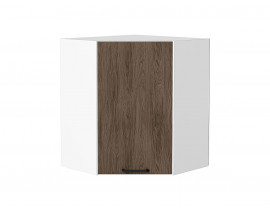 Шкаф верхний угловой Флэт Brown Casella Oak 2S / Белый 716*600*600 мм