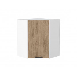Шкаф верхний угловой Флэт Natural Casella Oak 2S / Белый 716*600*600 мм