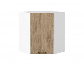 Шкаф верхний угловой Флэт Natural Casella Oak 2S / Белый 716*600*600 мм