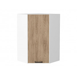 Шкаф верхний угловой Флэт Natural Casella Oak 2S / Белый 920*600*600 мм