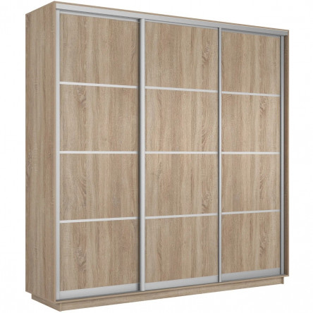 Шкаф-купе Экспресс, сонома, 210х220х60 см, профиль серебро, 1 штанга, 9 полок ЛДСП