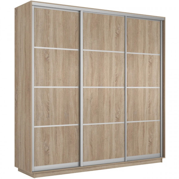 Шкаф-купе Экспресс, сонома, 210х220х60 см, профиль серебро, 1 штанга, 9 полок ЛДСП