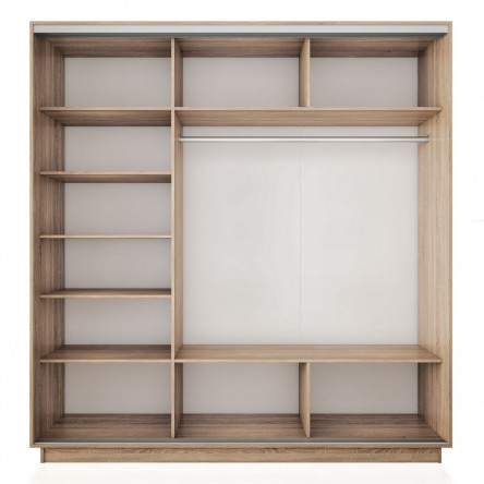 Шкаф-купе Экспресс, сонома, 210х220х60 см, профиль серебро, 1 штанга, 9 полок ЛДСП
