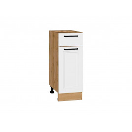 Шкаф нижний с 1-ой дверцей и ящиком Нео White Silk / Дуб Вотан 816*300*480 мм
