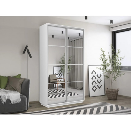 Шкаф купе Экспресс, белый снег, 120х220х60 см, профиль серебро профиль, 1 штанга, 4 полки