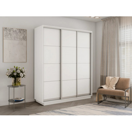 Шкаф купе Экспресс, белый снег, 180х220х60 см, профиль серебро профиль, 1 штанга, 9 полок