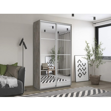 Шкаф купе Экспресс, бетон, 120х220х60 см, профиль серебро профиль, 1 штанга, 4 полки