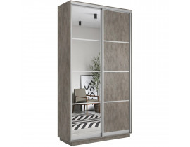 Шкаф купе Экспресс, бетон, 120х220х60 см, профиль серебро профиль, 1 штанга, 4 полки Зеркало/ЛДСП