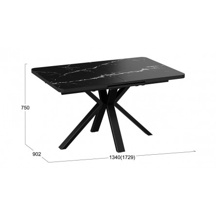 Обеденный стол Хэмптон Тип 1 Черный муар, Стекло матовое черный мрамор
