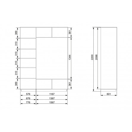 Шкаф-купе 3-дверный Slide 180х220х60 см, Сонома, с тремя зеркалами