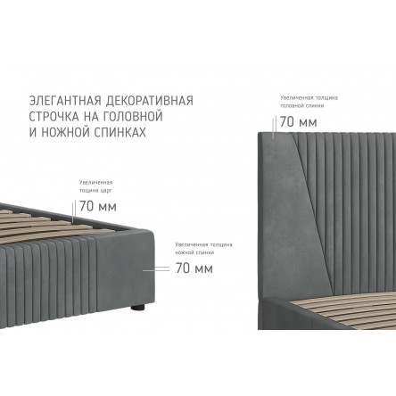 Кровать Нельсон (Геометрия) 1400х2000 мм Бежевый без подъемного механизма