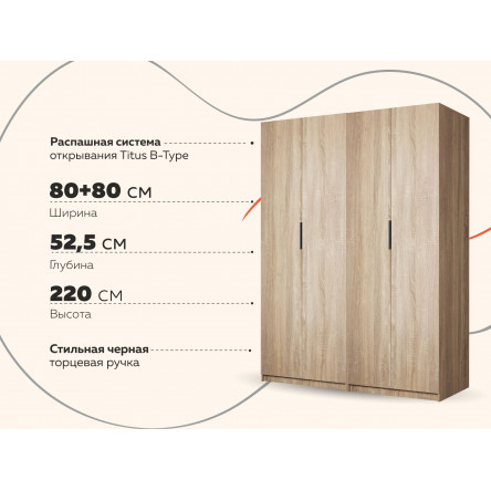 Шкаф 1600х2200х52,5 Моно (без полок) MonoS2_1600_S