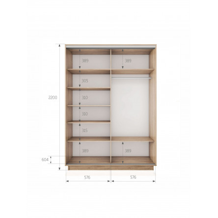 Шкаф-купе Экспресс, 2дв. 4 секции (Зеркало), Черный профиль, 120х60х220, E4EKD_PBL_120_S