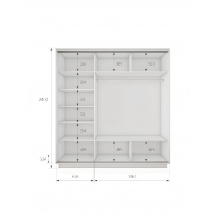Шкаф-купе Экспресс, 3дв. 4 секции (ЛДСП), Черный профиль, 210х60х240, E4ET_PBL_210240_B
