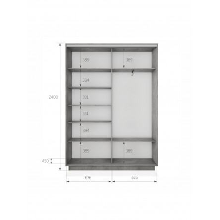 Шкаф-купе Экспресс, 2дв. 4 секции (Зеркало), Черный профиль, 140х45х240, 45E4EKD_PBL_140240_BT