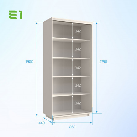 Шкаф-купе Мини с полками, 90х45х190, 45EMNVBT_SH_B