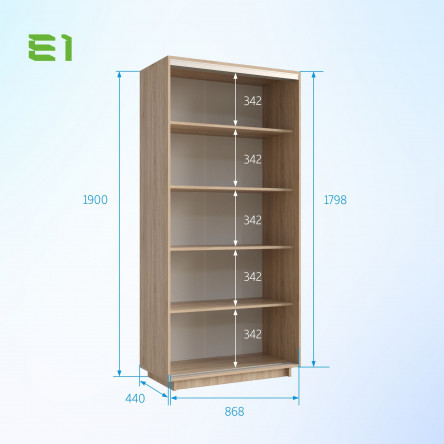 Шкаф-купе Мини с полками, 90х45х190, 45EMNVB_SH_S