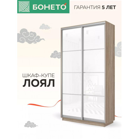 Шкаф-купе Лоял 2дв.- Стекло белое, LoyalSb_140_S