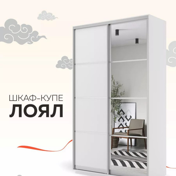 Шкаф-купе Лоял 2дв.- ДСП/Зеркало, 120х60х220, LoyalDZ_120_B